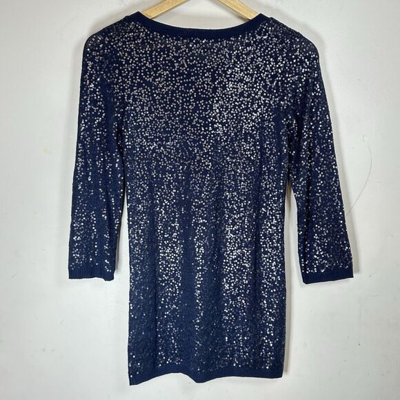Chan Luu Blue All Over Sequin Long Sleeve Sweater Pullover Woman’s Medium EUC - Picture 10 of 11